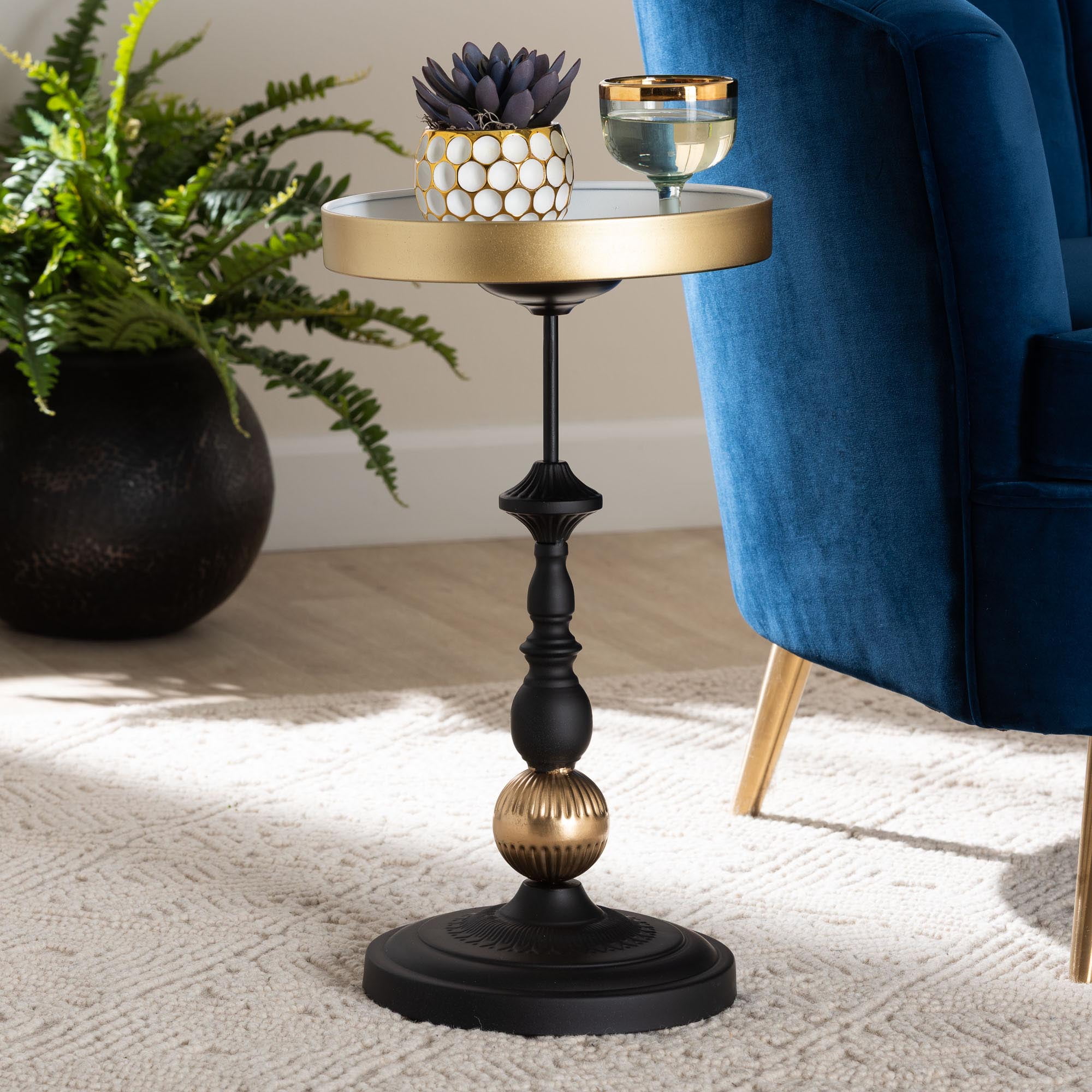 Baxton Studio Javion Modern Accent Table, 12"W, Black