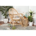 thumbnail image 1 of Baxton Studio Jayden Modern Bohemian White Fabric Upholstered and Natural Brown Finished Rattan Accent Chair, 1 of 7