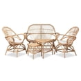 thumbnail image 1 of Baxton Studio Jayden Modern Bohemian White Fabric Upholstered and Natural Brown Finished Rattan 5-Piece Living Room Set, 1 of 11