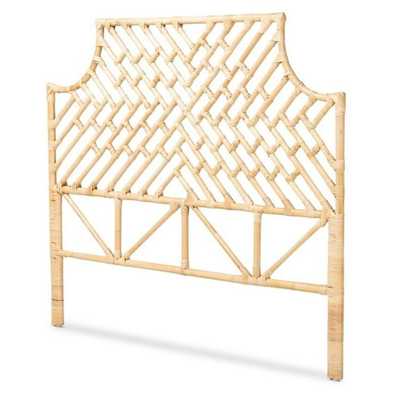 BAXTON STUDIO JAYLIAH MODERN BOHEMIAN NATURAL BROWN RATTAN QUEEN SIZE STANDALONE HEADBOARD