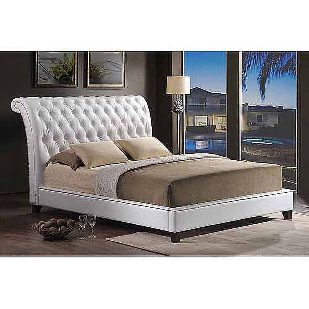 Baxton Studio Jazmin Tufted Queen Modern Bed with Upholstered Headboard