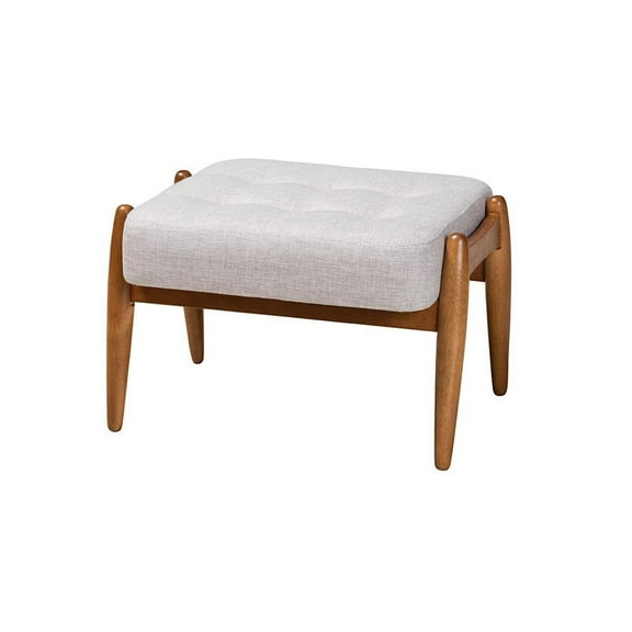 Baxton Studio Walnut Brown Finished Wood Ottoman Footstool