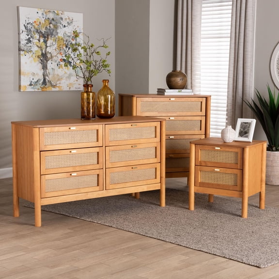 Baxton Studio Jenn Japandi Bedroom Storage Set, 3-Piece, Golden Brown