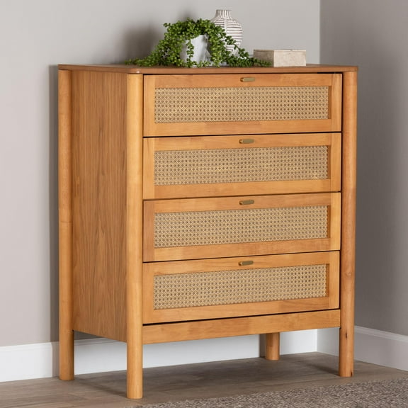 Baxton Studio Jenn Japandi Chest, 4-Drawer, Golden Brown