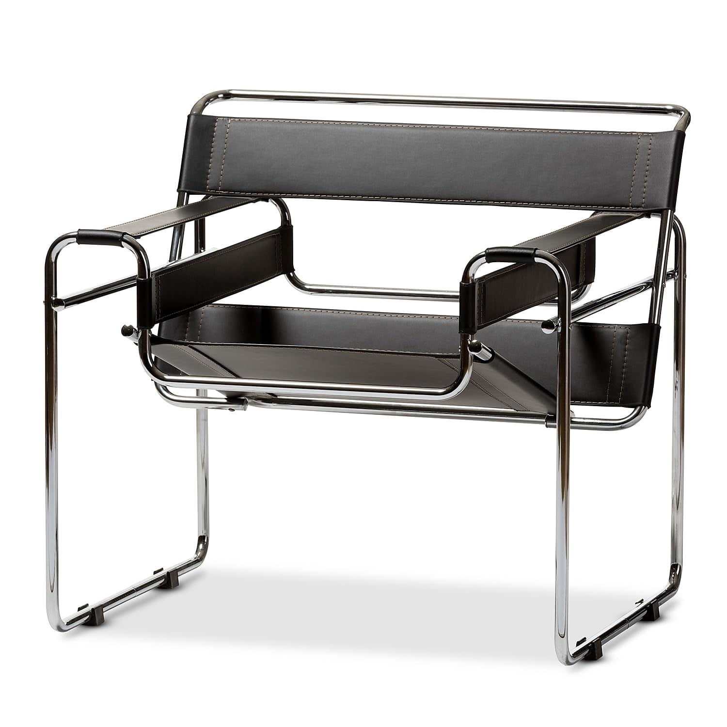 Baxton Studio Jericho Leather Accent Chair in Black