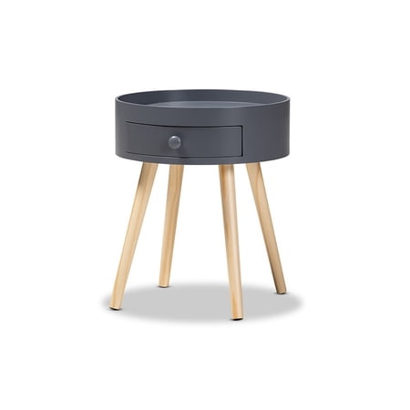 Baxton Studio Jessen Mid-Century Modern Gray 1-Drawer Wood End Table