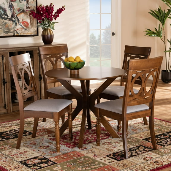 Baxton Studio Jessie Modern Dining Set, 5-Piece, Walnut