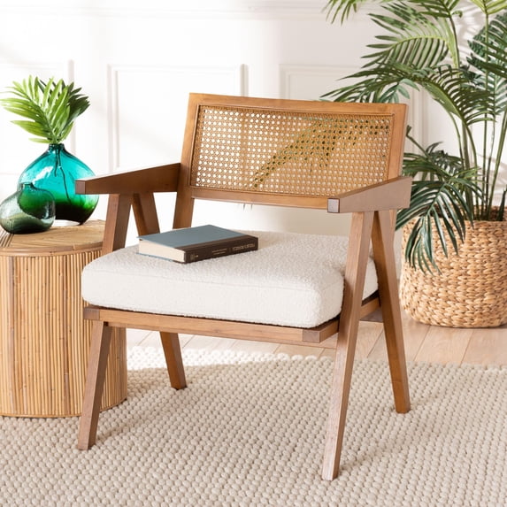 Baxton Studio Jetsam Japandi Arm Chair, One Size, Walnut Brown