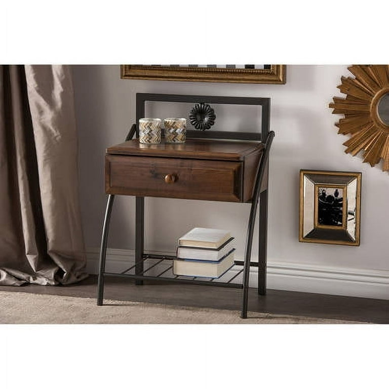 Baxton Studio Jevenci Vintage Industrial Black Finished Metal Nightstand Baxton Studio Jevenci Vintage Industrial Black Finished Metal Nightstand
