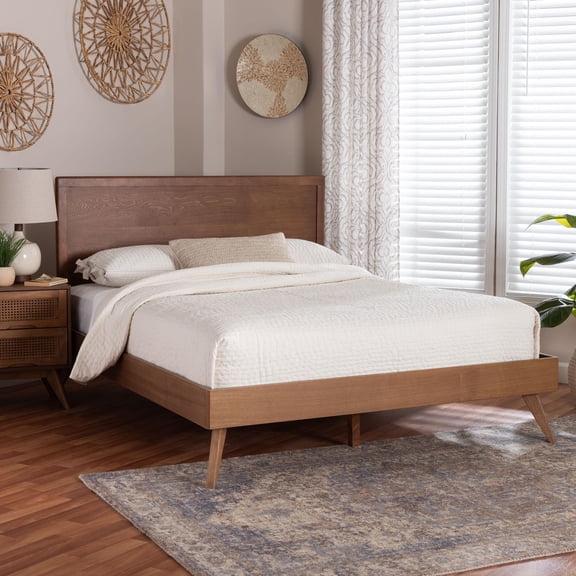 Baxton Studio Jiro Mid-Century Platform Bed, Queen, Ash Walnut