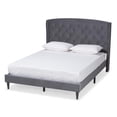 thumbnail image 1 of Baxton Studio Grey Velvet Fabric and Dark Brown Finished Wood King Size Platform Bed, 1 of 9