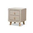 thumbnail image 1 of Baxton Studio Jonesy Mid-Century Beige Linen Upholstered 2-Drawer Nightstand, 1 of 7