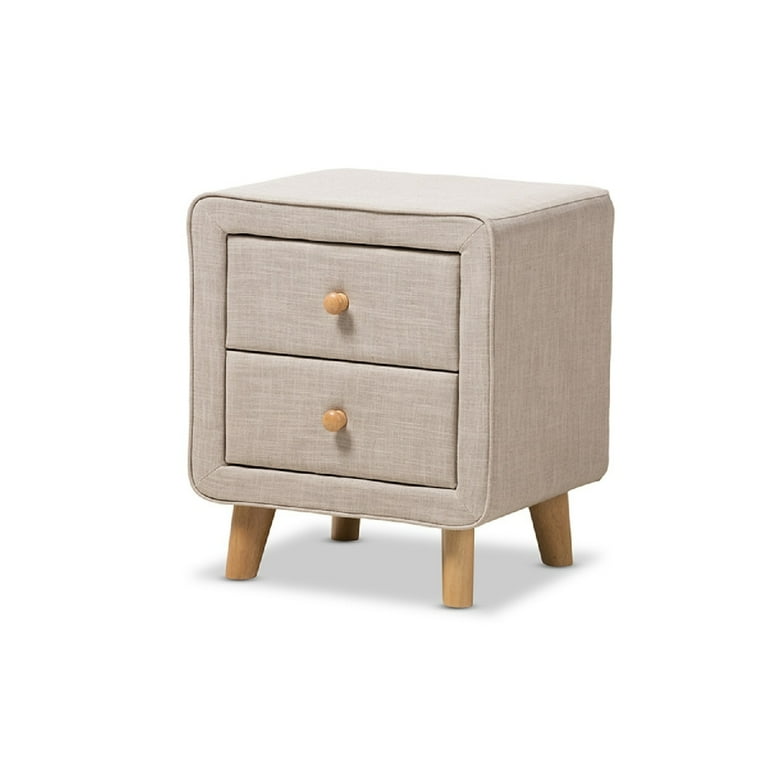 Baxton Studio Jonesy Mid-Century Grey Fabric Upholstered 2-Drawer Nightstand Baxton Studio Jonesy Mid-Century Grey Fabric Upholstered 2-Drawer Nightstand