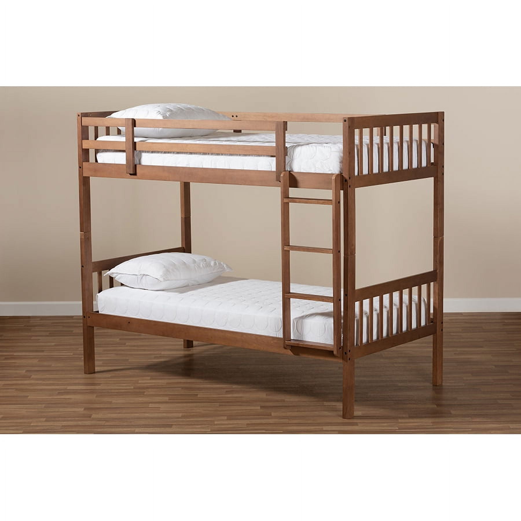 Baxton Studio Elsie Modern and Contemporary Walnut Brown Finished Wood Twin Size Bunk Bed