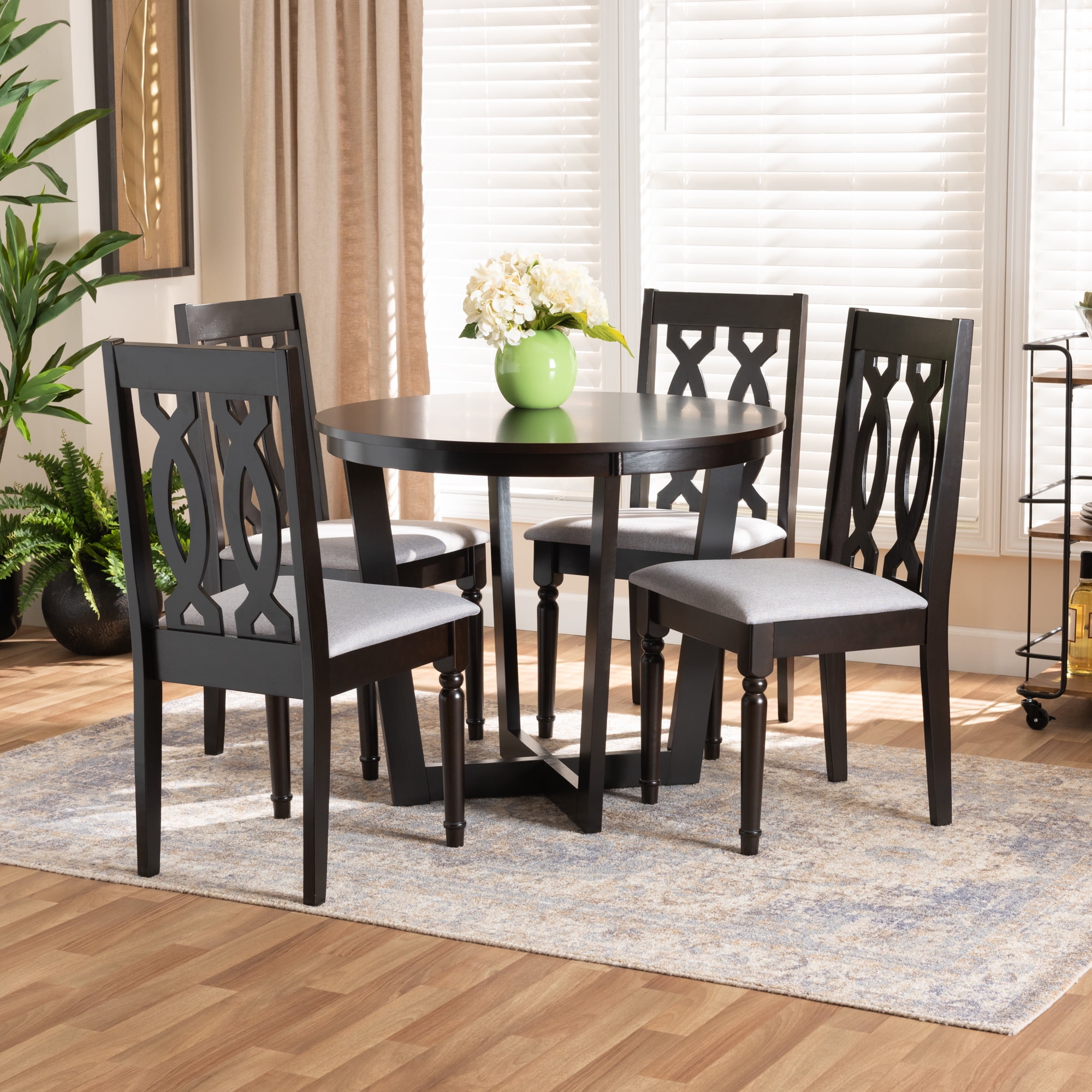 Baxton Studio Julie Modern Dining Set, 5-Piece, Dark Brown