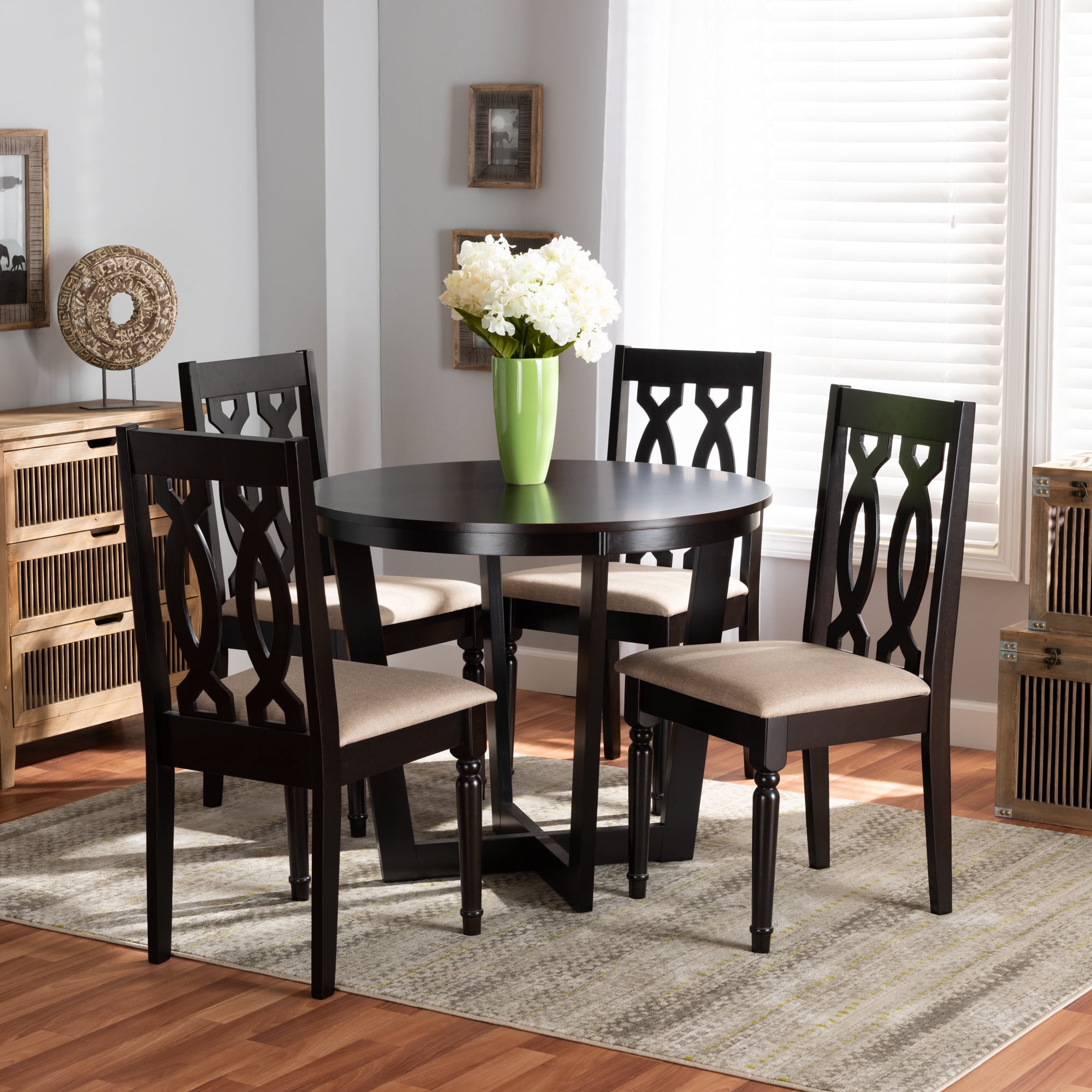 Baxton Studio Julie Modern Dining Set, 5-Piece, Dark brown