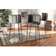 thumbnail image 1 of Baxton Studio Kaelin Luxe and Glam Grey Velvet Fabric Upholstered and Rose Gold Finished 4-Piece Bar Stool Set, 1 of 7
