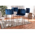 thumbnail image 1 of Baxton Studio Kaelin Luxe and Glam Navy Blue Velvet Fabric Upholstered and Rose Gold Finished 4-Piece Bar Stool Set, 1 of 7