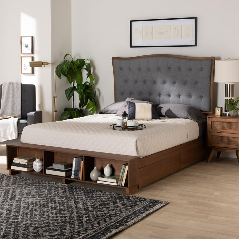Baxton Studio Riko Modern and Contemporary Transitional Walnut Brown Finished Wood Queen Size Platform Storage Bed Baxton Studio Riko Modern and Contemporary Transitional Walnut Brown Finished Wood Queen Size Platform Storage Bed