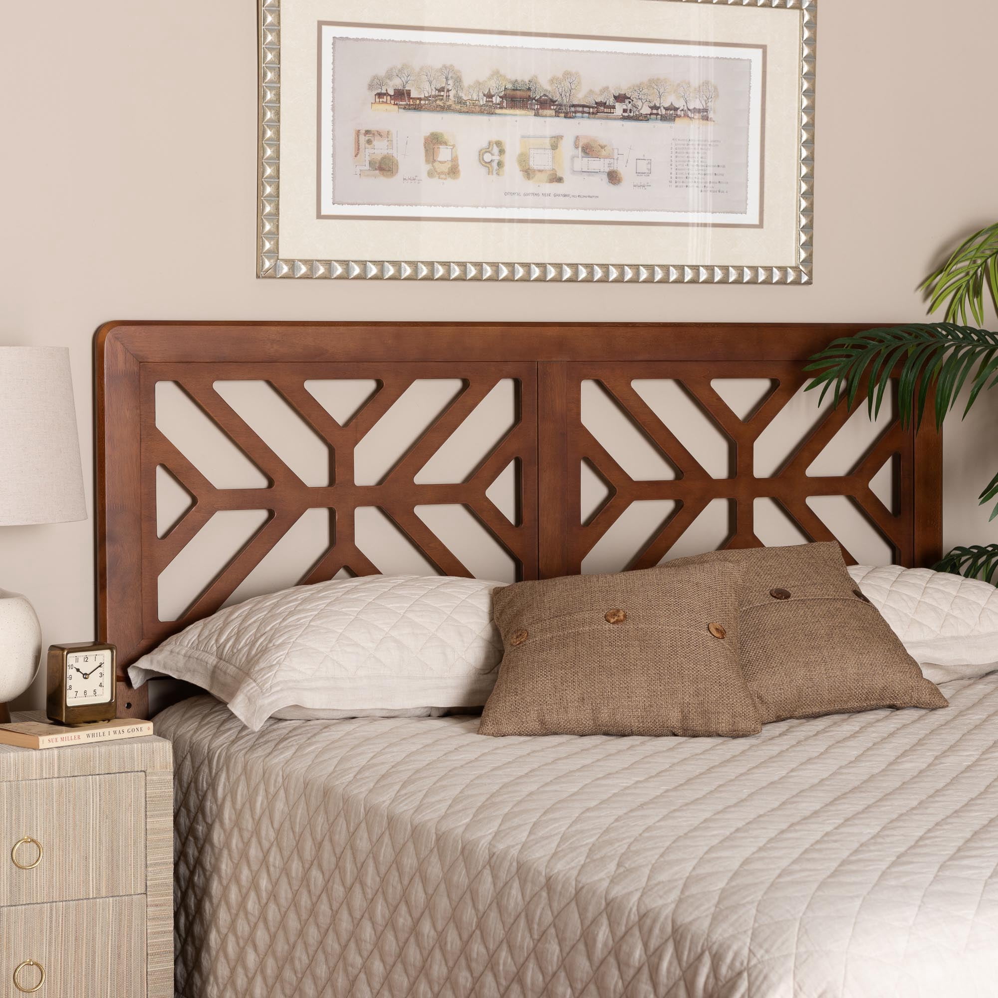 Baxton Studio Kalare Modern Headboard, Queen, Walnut Brown