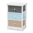 thumbnail image 1 of Baxton Studio Kalila Modern and Contemporary White and Multi-Colored Finished Wood 3-Drawer Nightstand,Wholesale, 1 of 10