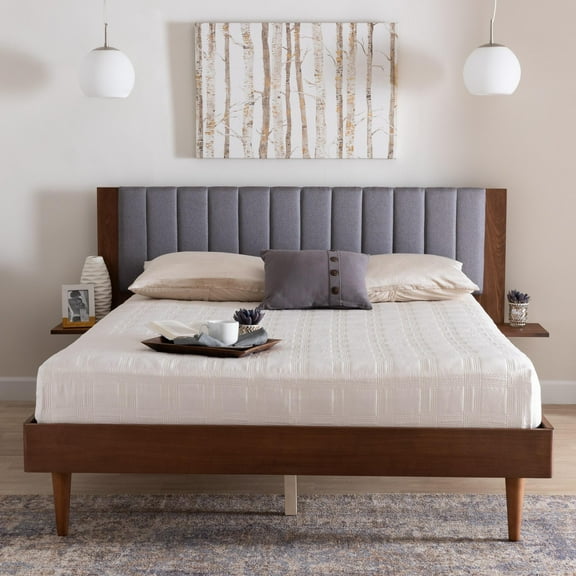 Baxton Studio Kalista Transitional Platform Bed, Queen, Walnut Brown