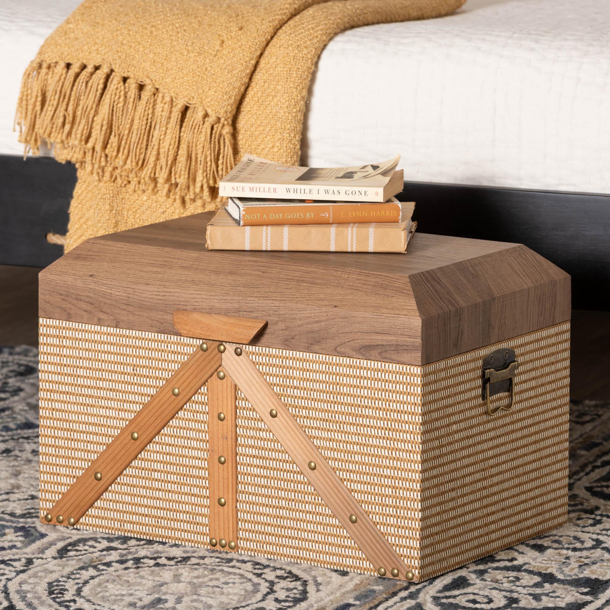 Baxton Studio Kande Mid-Century Storage Trunk, Light Brown