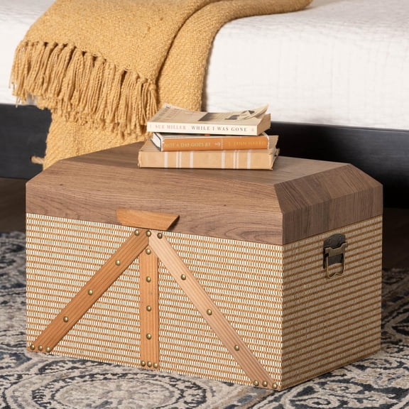 Baxton Studio Kande Mid-Century Storage Trunk, Light Brown