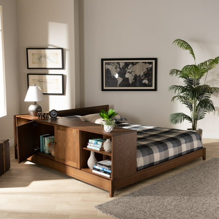 Baxton Studio Kaori Modern and Contemporary Transitional Walnut Brown Finished Wood Queen Size Platform Storage Bed Baxton Studio Kaori Modern and Contemporary Transitional Walnut Brown Finished Wood Queen Size Platform Storage Bed