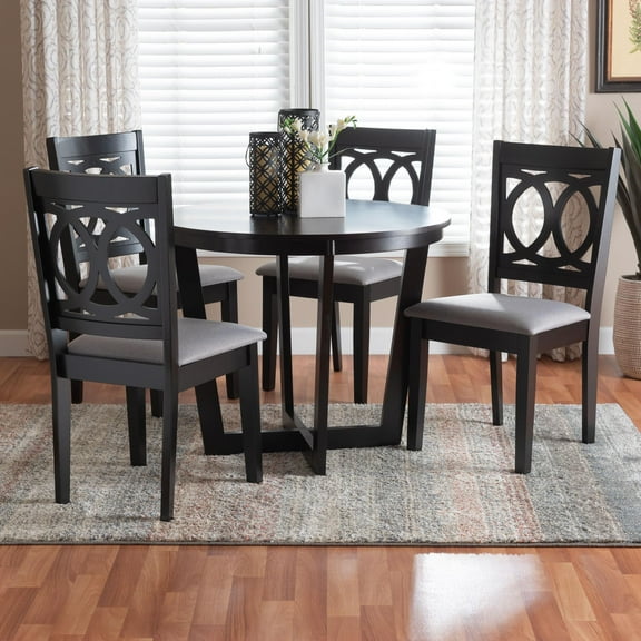 Baxton Studio Kara Modern Dining Set, 5-Piece, Espresso Brown