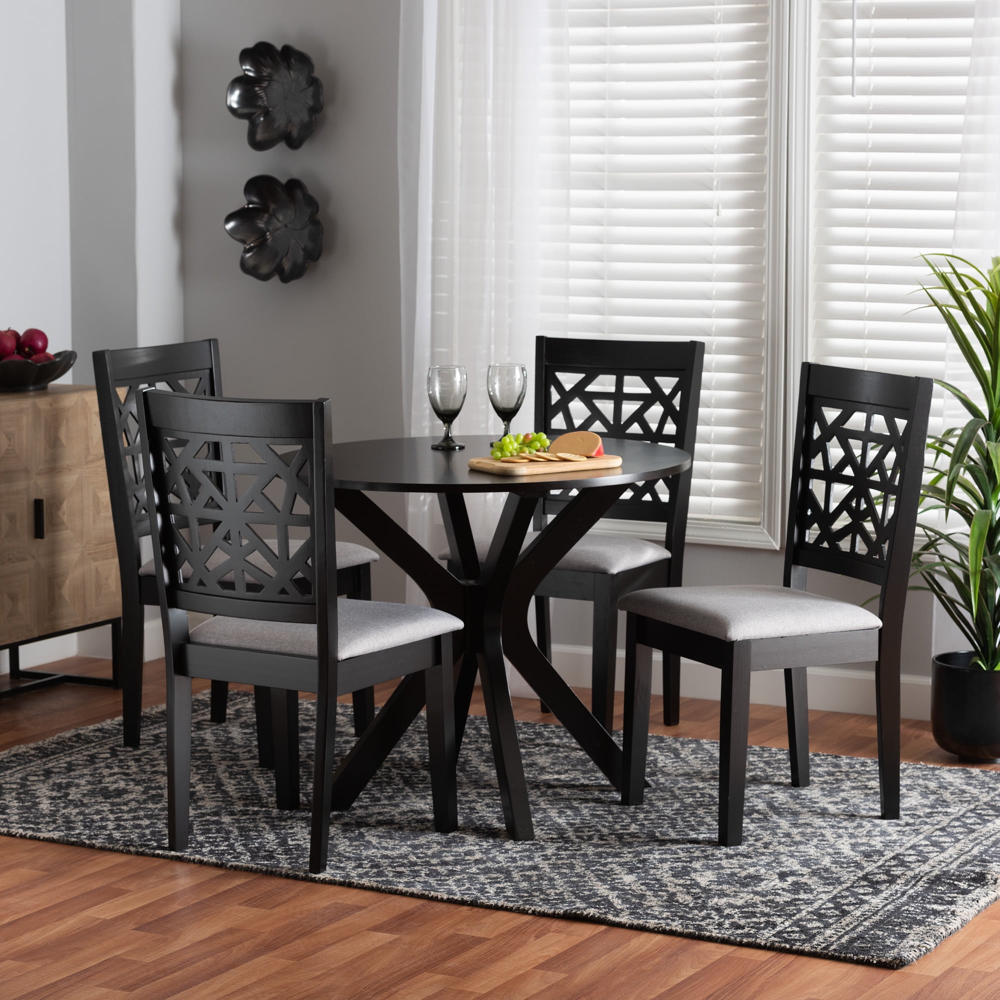 Baxton Studio Karel Modern Dining Set, 5-Piece, Espresso Brown