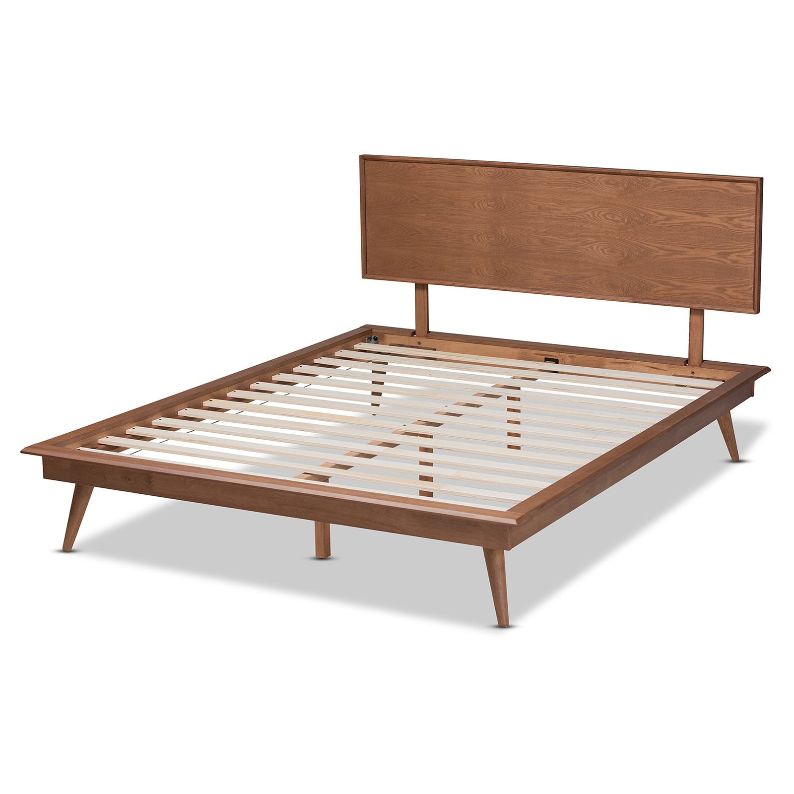 Baxton Studio Karine Mid-Century Modern Walnut Brown Finished Wood King ...