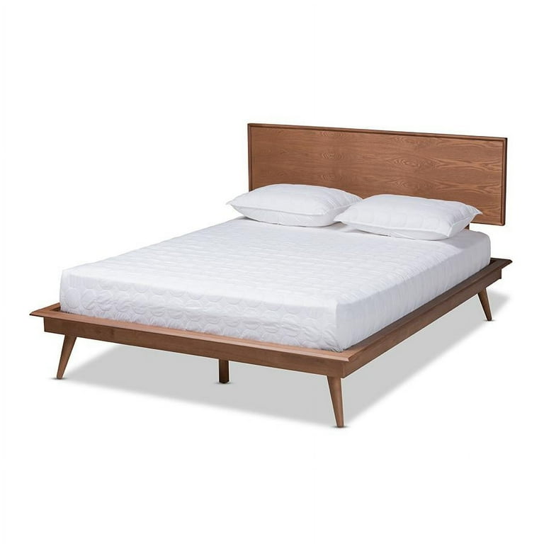 Baxton Studio Karine Mid-Century Modern Walnut Brown Finished Wood Full Size Platform Bed Baxton Studio Karine Mid-Century Modern Walnut Brown Finished Wood Full Size Platform Bed