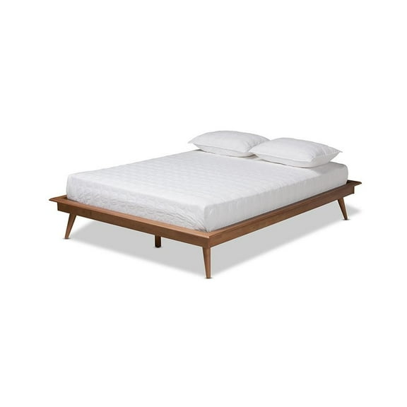 Baxton Studio Karine Mid-Century Modern Walnut Brown Finished Wood Queen Size Platform Bed Frame