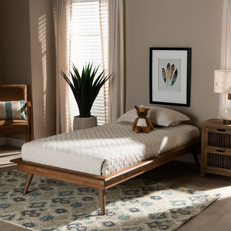 Baxton Studio Karine Wood Platform Bed Frame Twin Ash Walnut
