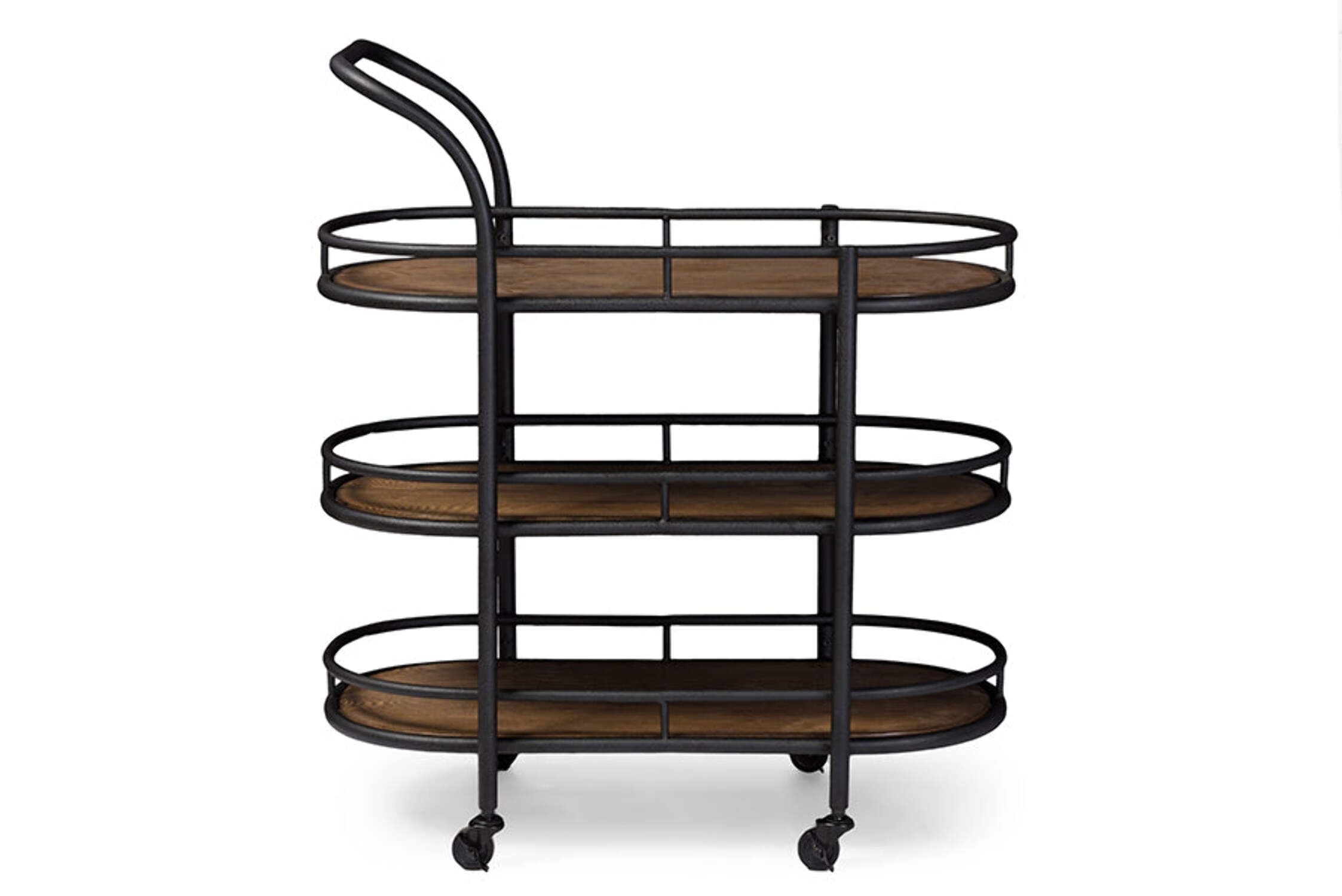 Karlin Antique Black Metal & Distressed Wood Mobile Wine Kitchen Cart