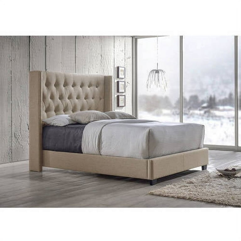Baxton Studio Katherine Contemporary Grey Fabric Nail head Trim King Size Wingback Bed Baxton Studio Katherine Contemporary Grey Fabric Nail head Trim King Size Wingback Bed