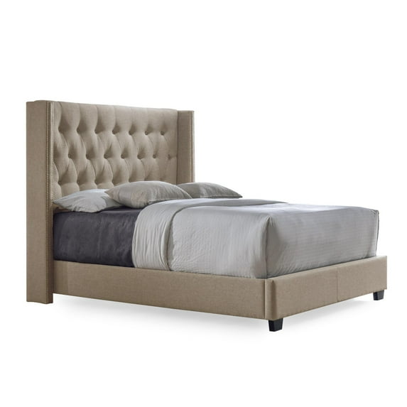 Baxton Studio Katherine Contemporary Nail head Trim Wingback Bed, Multiple sizes, Multiple colors