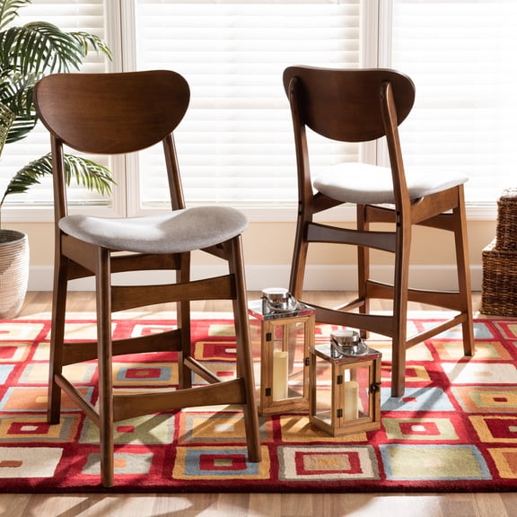 Baxton Studio Katya Bar Stool, Grey, Set of 2