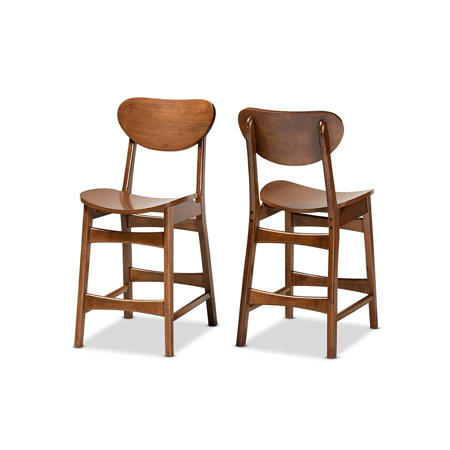Katya Walnut Brown Wood Adjustable Counter Stools, Set of 2