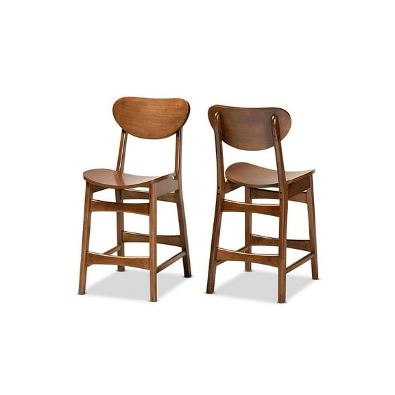 Baxton Studio Katya Brown Finished Wood 2-Piece Counter Stool Set
