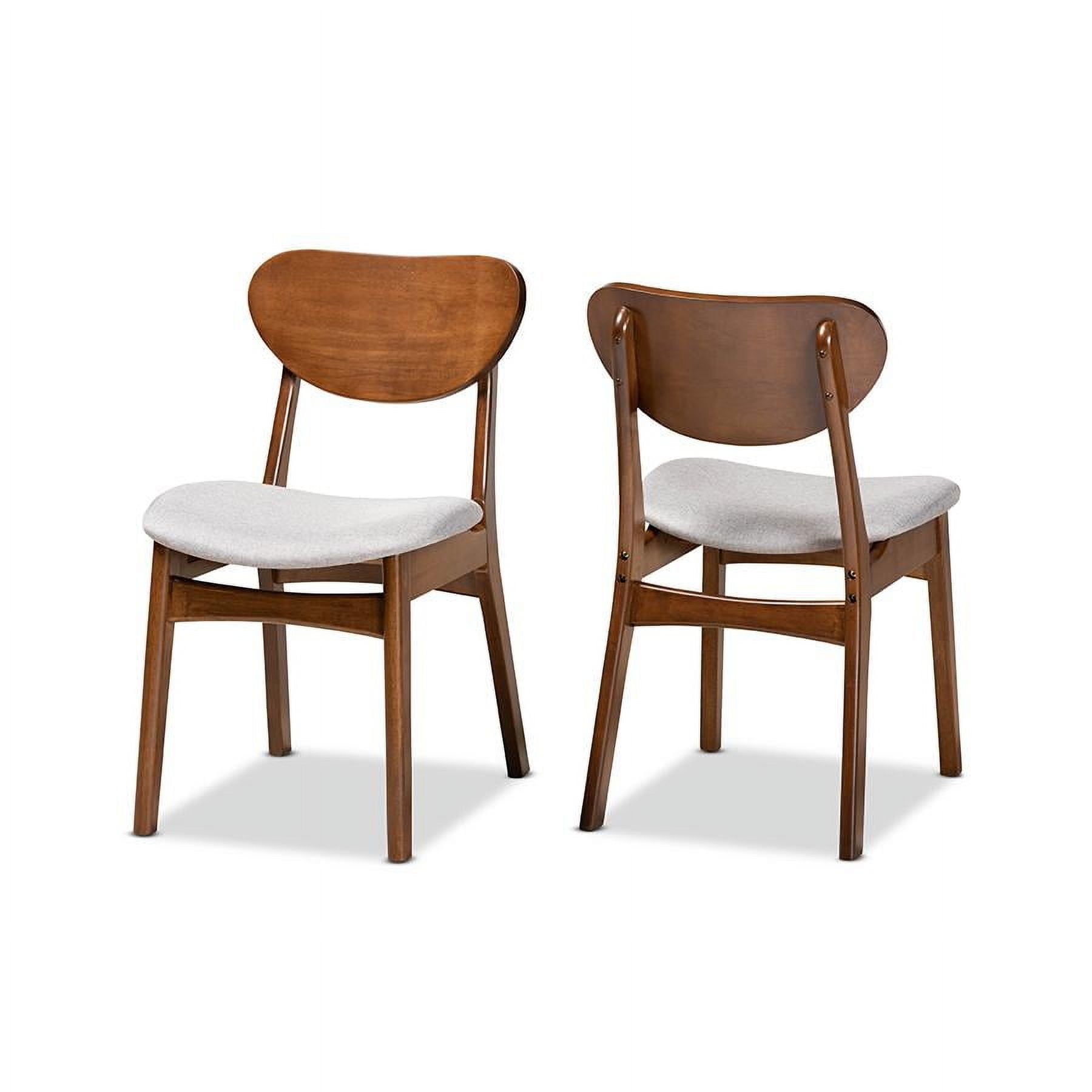 Katya Walnut Brown Wood & Gray Fabric High-Back Dining Chair Set