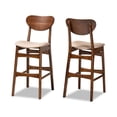 thumbnail image 1 of Baxton Studio Katya Mid-Century Modern Sand Fabric Upholstered and Walnut Brown Finished Wood 2-Piece Bar Stool Set, 1 of 7