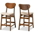thumbnail image 1 of Baxton Studio Katya Sand Walnut Brown Finished Wood 2-Piece Counter Stool Set, 1 of 8