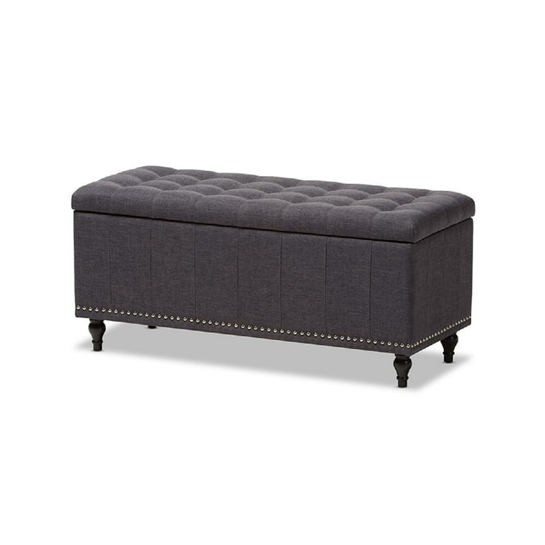 Baxton Studio Kaylee Modern Classic Dark Grey Fabric Upholstered Button-Tufting Storage Ottoman Bench Baxton Studio Kaylee Modern Classic Dark Grey Fabric Upholstered Button-Tufting Storage Ottoman Bench