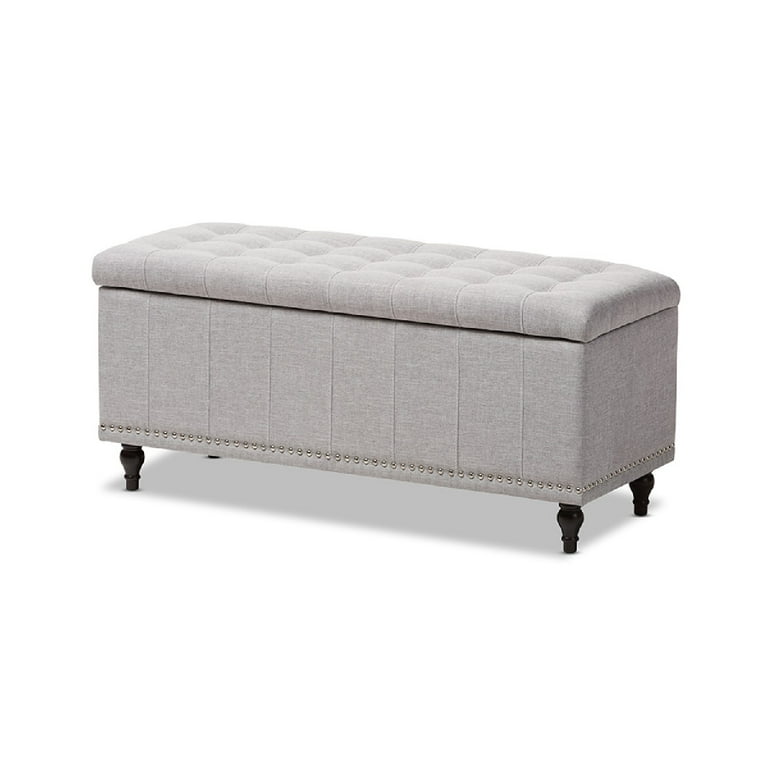 Baxton Studio Kaylee Modern Classic Dark Grey Fabric Upholstered Button-Tufting Storage Ottoman Bench