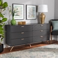 thumbnail image 1 of Baxton Studio Kelson Modern and Contemporary Dark Grey and Gold Finished Wood 6-Drawer Dresser, 1 of 10