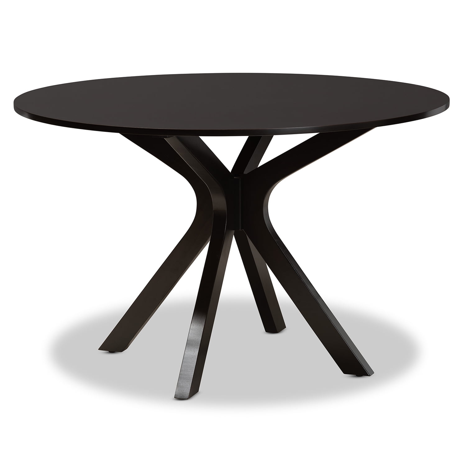 Kenji Espresso Brown Round Wood Dining Table for Six