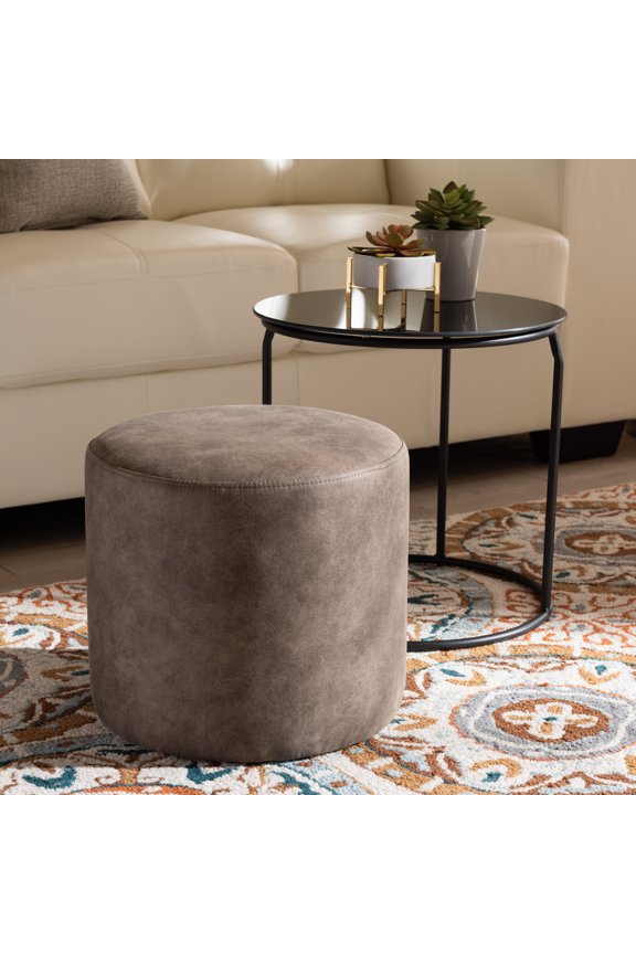 Kira Modern and Contemporary Black with Grey and Brown 2-Piece Nesting Table and Ottoman Set