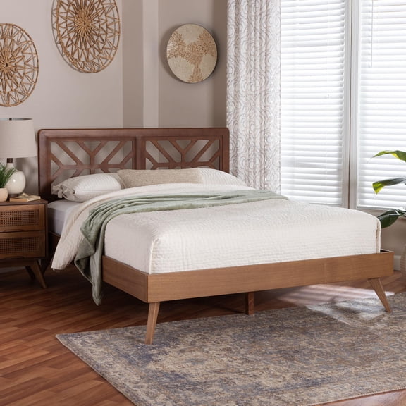 Baxton Studio Kirabo Modern Platform Bed, Queen, Ash Walnut